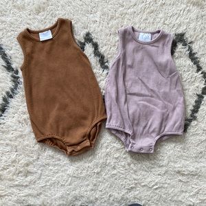 (2) Mebie Baby Ribbed Rompers